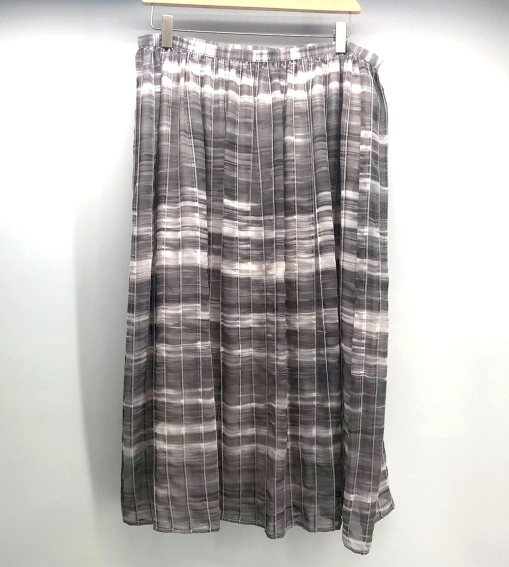 Calvin Klein Skirt Womens Medium White Gray Midi Textured Modest Lined Career